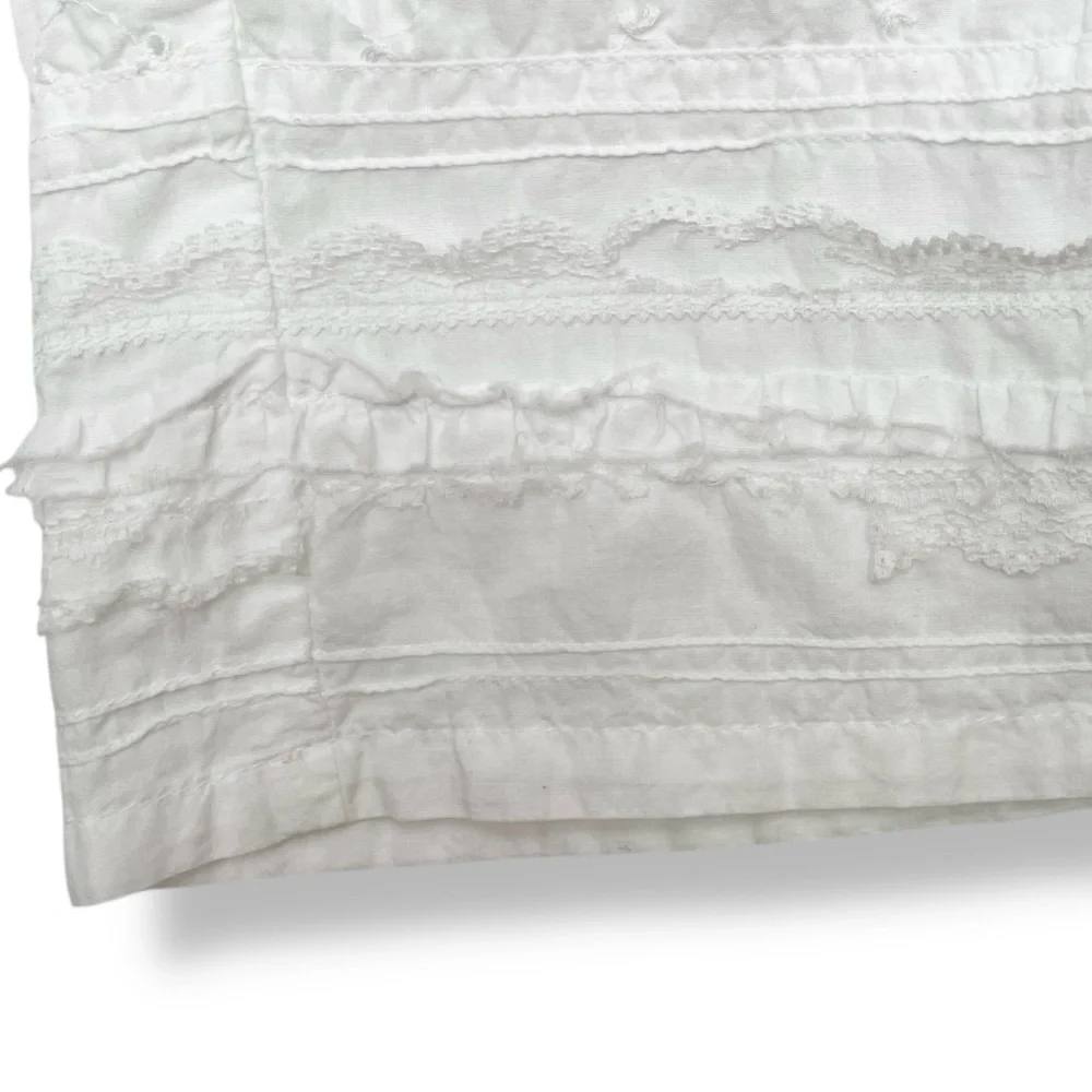 PJ Salvage Eyelet Cropped Pajama Pants Women’s Large White Cotton Lace Trim - Picture 3 of 11